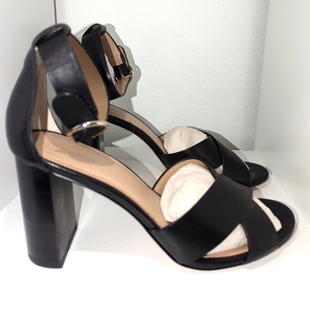 Ann Taylor Liya Leather Block Heel Strap Sandals